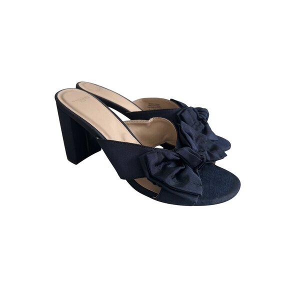 Draper James Navy Bow Heeled Sandals - Picture 4 of 12